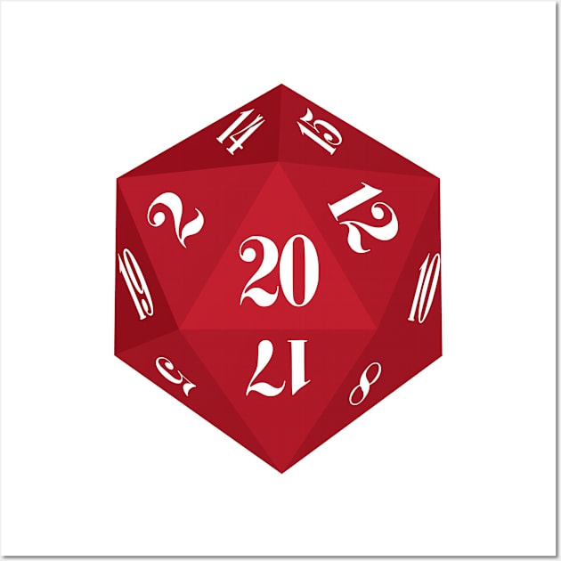 Red 20-Sided Dice Design Wall Art by GorsskyVlogs